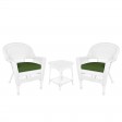 White Wicker Chair And End Table Set With Chair Cushion