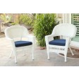 White Wicker Chair With Cushion - Set of 4