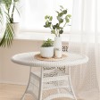 White Wicker 44 Inch Round Dining Table