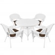 5pc White Wicker Dining Set With Cushions