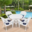 5pc White Wicker Dining Set With Cushions