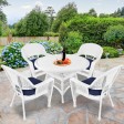 5pc White Wicker Dining Set With Cushions