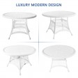 5pc White Wicker Dining Set With Cushions