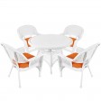 5pc White Wicker Dining Set With Cushions