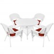 5pc White Wicker Dining Set With Cushions