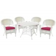 5pc White Wicker Dining Set With Cushions