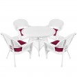 5pc White Wicker Dining Set With Cushions