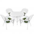 5pc White Wicker Dining Set With Cushions