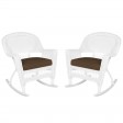 White Rocker Wicker Chair with Cushion-  Set of 2