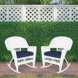 White Rocker Wicker Chair with Cushion-  Set of 2