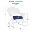 White Rocker Wicker Chair with Cushion-  Set of 2