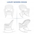 3pc White Rocker Wicker Chair Set With Cushion