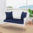 White Resin Wicker Porch Swing with Cushion