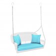 White Resin Wicker Porch Swing with Cushion