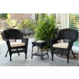 Black Wicker Chair And End Table Set With Cushion