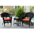Black Wicker Chair And End Table Set With Cushion