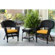 Black Wicker Chair And End Table Set With Cushion