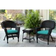 Black Wicker Chair And End Table Set With Cushion