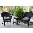 Black Wicker Chair And End Table Set With Cushion