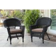 Black Wicker Chair With Cushion - Set of 4