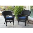 Black Wicker Chair With Cushion - Set of 4