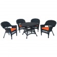 5pc Black Wicker Dining Set With Cushions