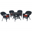 5pc Black Wicker Dining Set With Cushions