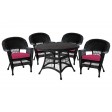 5pc Black Wicker Dining Set With Cushions