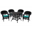 5pc Black Wicker Dining Set With Cushions
