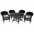 5pc Black Wicker Dining Set With Cushions