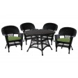 5pc Black Wicker Dining Set With Cushions