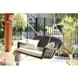Black Resin Wicker Porch Swing with Cushion