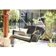 Black Resin Wicker Porch Swing with Cushion