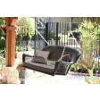 Black Resin Wicker Porch Swing with Cushion