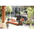 Black Resin Wicker Porch Swing with Cushion
