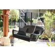 Black Resin Wicker Porch Swing with Cushion