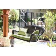 Black Resin Wicker Porch Swing with Cushion