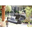 Black Resin Wicker Porch Swing with Cushion