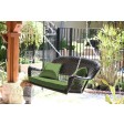 Black Resin Wicker Porch Swing with Cushion