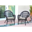 Santa Maria Espresso Wicker Chair with Cushion Set of 2