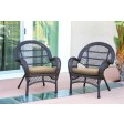 Santa Maria Espresso Wicker Chair with Cushion Set of 2