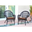 Santa Maria Espresso Wicker Chair with Brown Cushion - Set of 4