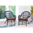 Santa Maria Espresso Wicker Chair with Cushion Set of 4