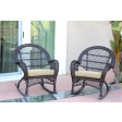 Santa Maria Espresso Wicker Rocker Chair with Cushion - Set of 2