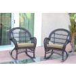 Santa Maria Espresso Wicker Rocker Chair with Tan Cushion - Set of 2