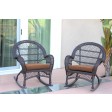 Santa Maria Espresso Wicker Rocker Chair with Cushion - Set of 2
