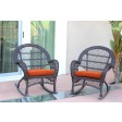 Santa Maria Espresso Wicker Rocker Chair with Cushion - Set of 2