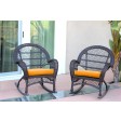 Santa Maria Espresso Wicker Rocker Chair with Cushion - Set of 2