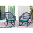 Santa Maria Espresso Wicker Rocker Chair with Cushion - Set of 2