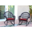 Santa Maria Espresso Wicker Rocker Chair with Cushion - Set of 2
